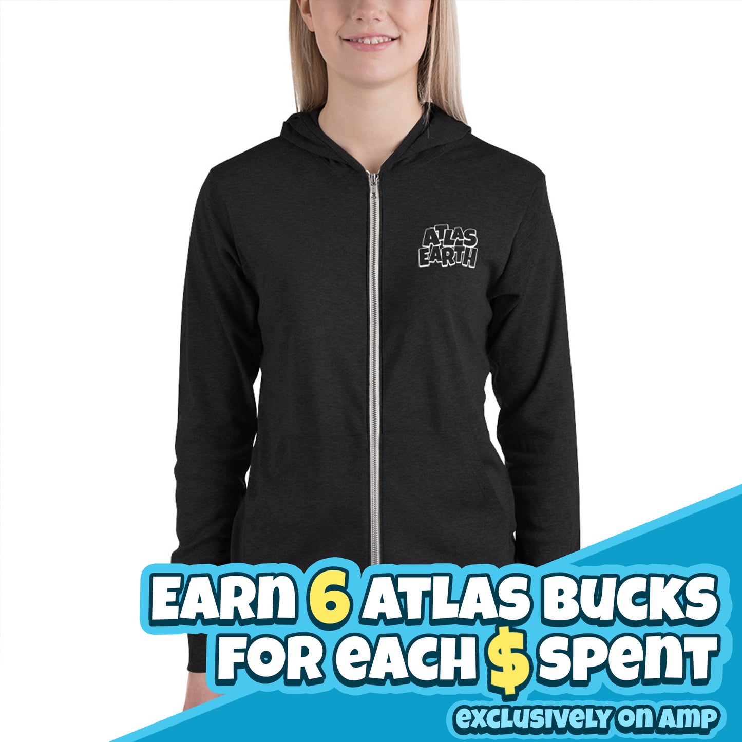 ATLAS:EARTH Unisex zip hoodie